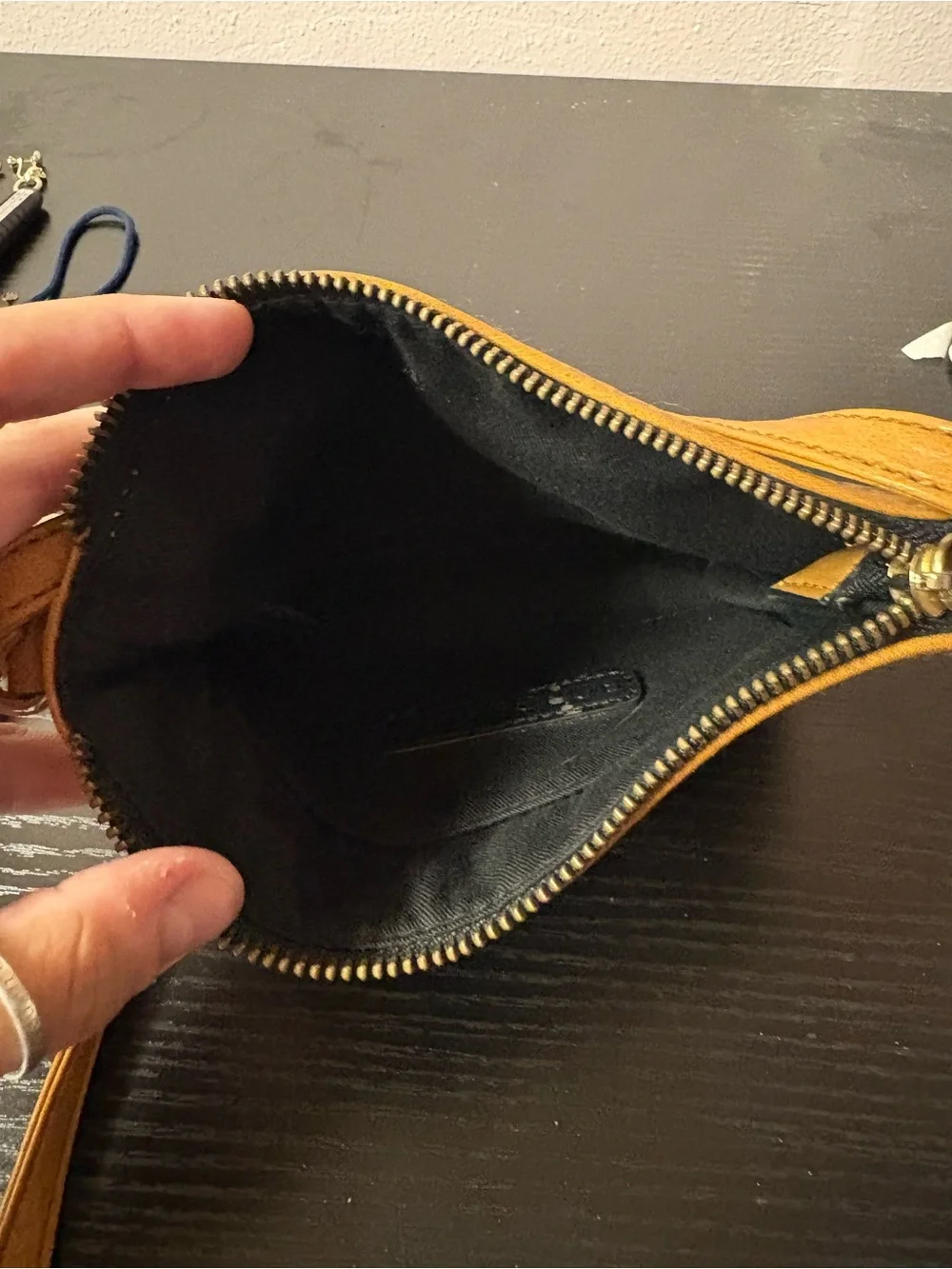 Genna De Rossi Pale Yellow Snakeskin Embossed Wristlet Clutch Bag